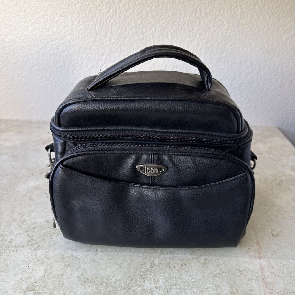 ICON Faux Leather Camera Bag Detachable Adjustable Shoulder Strap Storage Divide